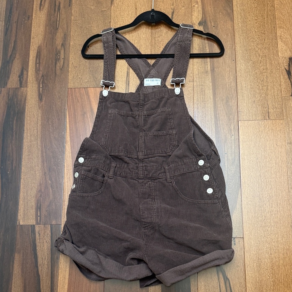 We The Free Taupe Brown Corduroy Short Overalls